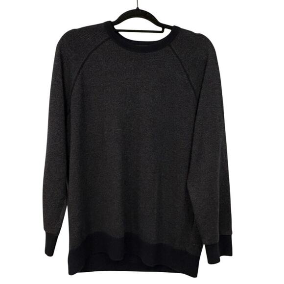 Vince Crewneck Sweater Mens Large Contrast Cuffs and Bottom Hem Navy Blue - Picture 1 of 6